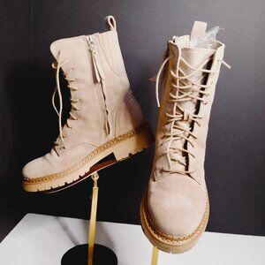 Sam Edelman Lex Combat Suede Leather Boots Size 5 1/2